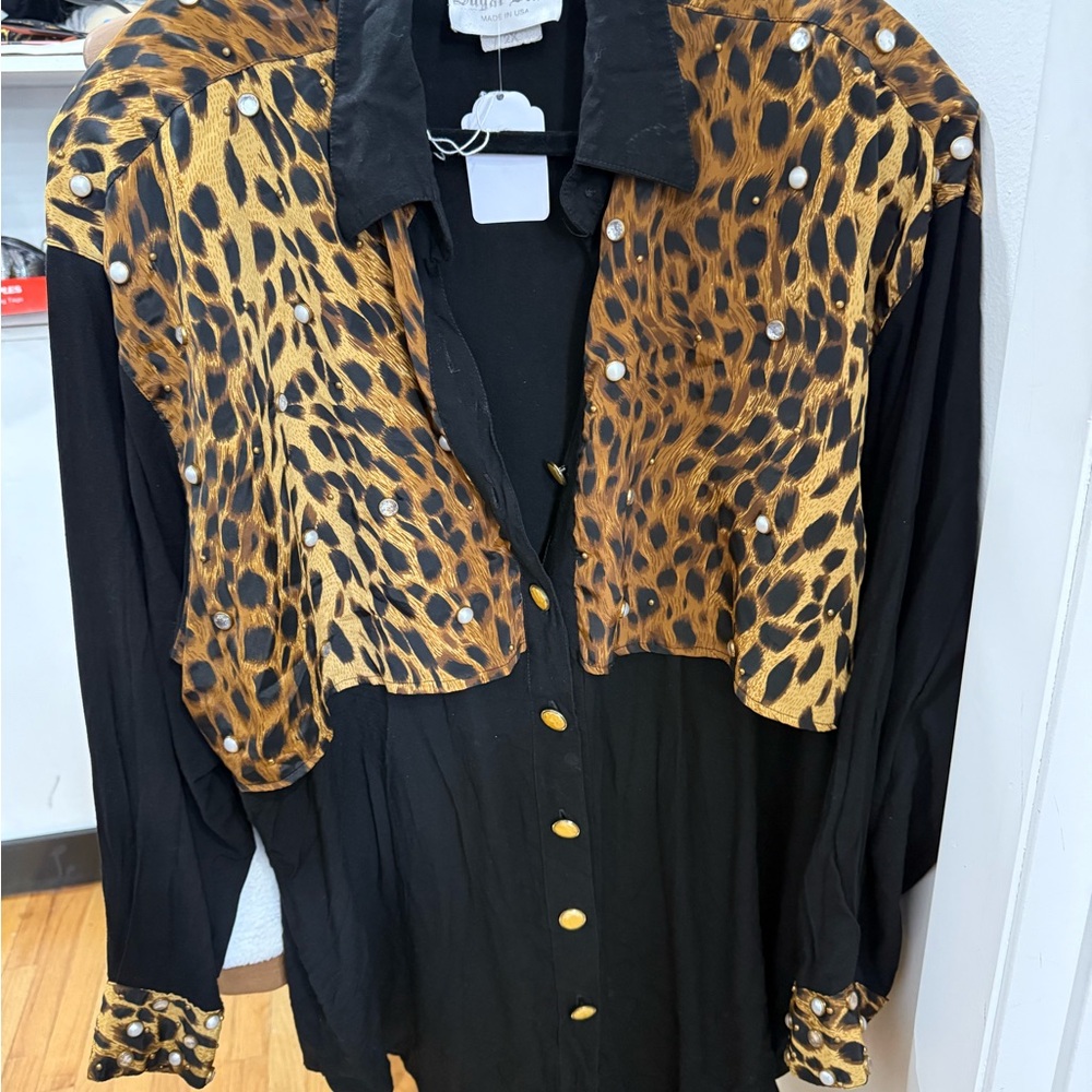 Leopard Print Button-Up Shirt
